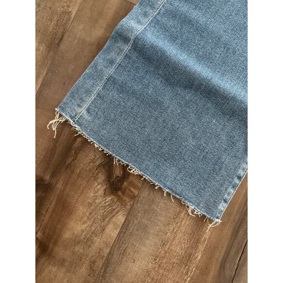 LOFT High Rise Flare Jeans in a Light Medium Blue Wash, Like New (Worn Once) - Picture 6 of 8